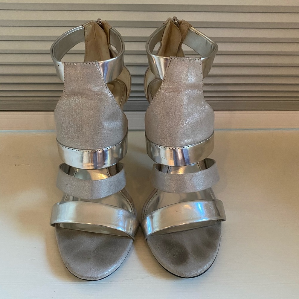 Silver metallic high heels